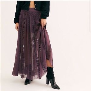 Free people one purple lace crochet maxi skirt